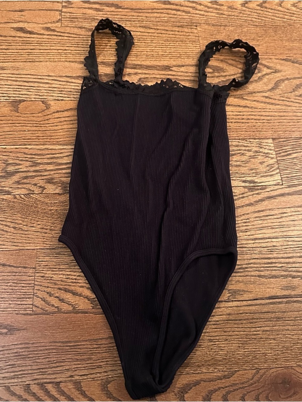 Zara Bodysuit Black with Lace Straps